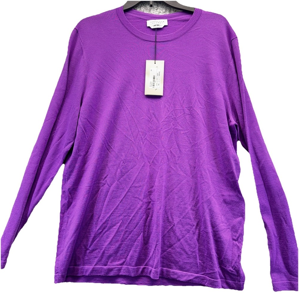 NWT Gabriela Hearst Herman Crew Sweater Lilac Merino Wool Italy Size L